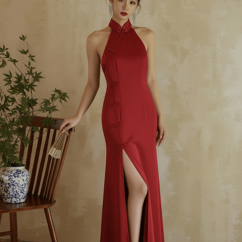 Beth and Brian Qipao - Exclusive Exclusive Designer Collection | Halter Mermaid Qipao