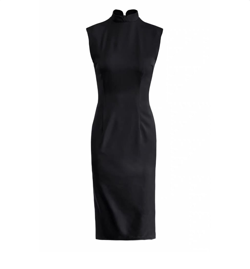 Beth and Brian Qipao-Exclusivedesigner Minimalist Cheongsam Dress-Sleeveless Satin Qipao
