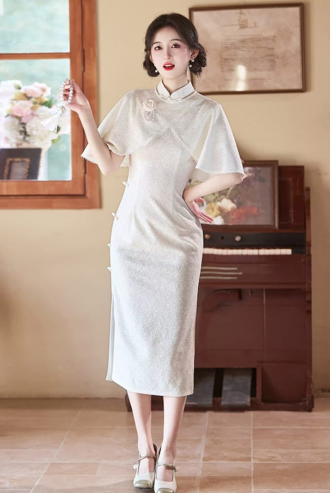 Beth and Brian Qipao-LSB Chloe White Lace Two‑Piece Cheongsam