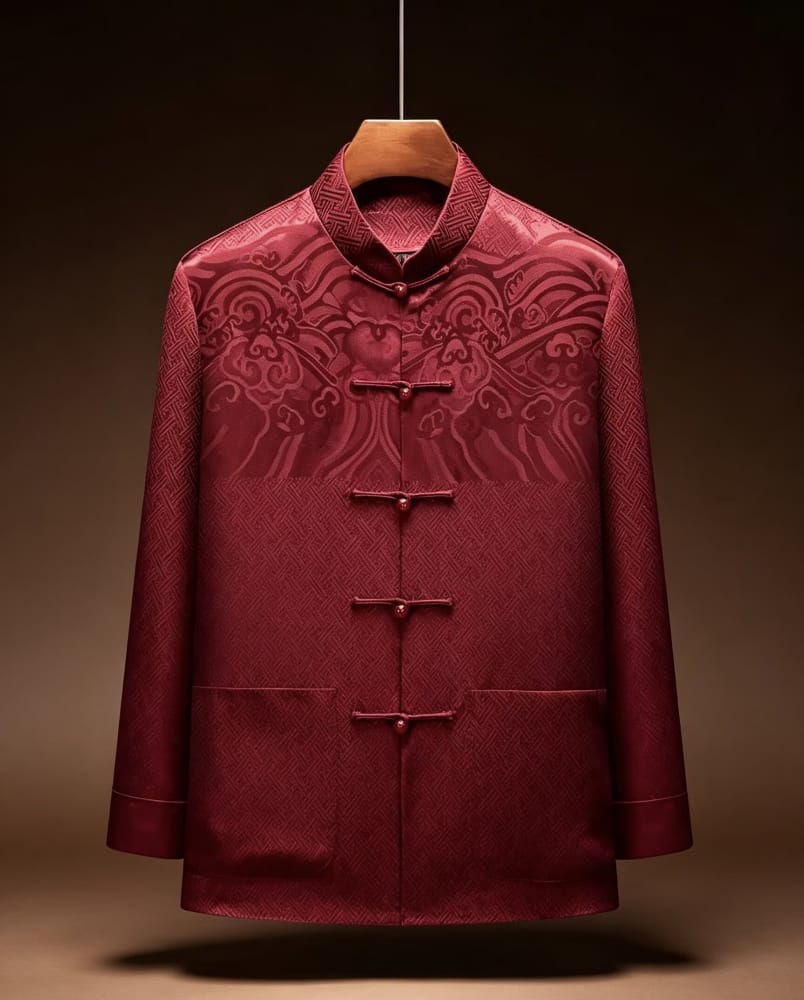Beth and Brian Qipao-YK Arthur Men’s Satin Tang Suit Jacket With Long Sleeves