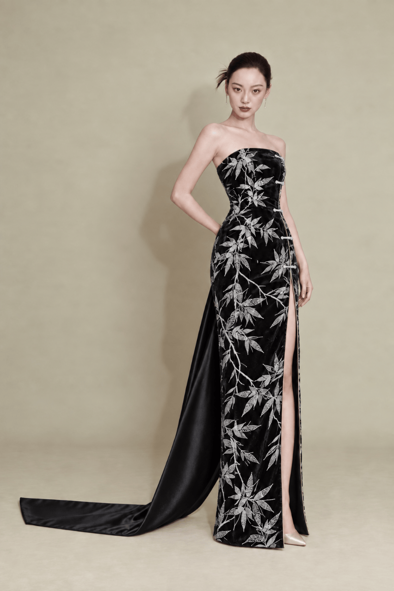 Beth and Brian Qipao - Exclusive Exclusive Designer Collection, Tube Top Long Qipao