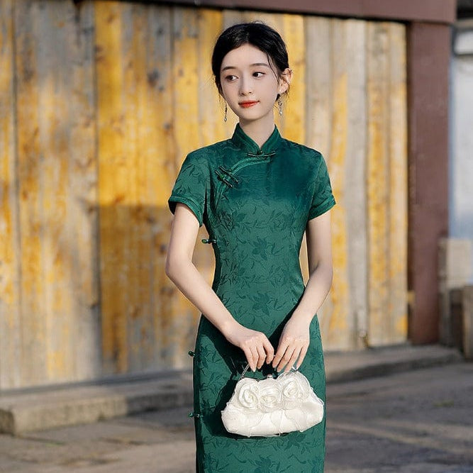 Beth and Brian Qipao-SZZH Summer collection, floral jacquard midi Qipao