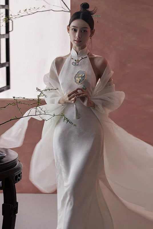 Beth and Brian Qipao-DW New Chinese style (新中式), high-end, jacquard long Qipao