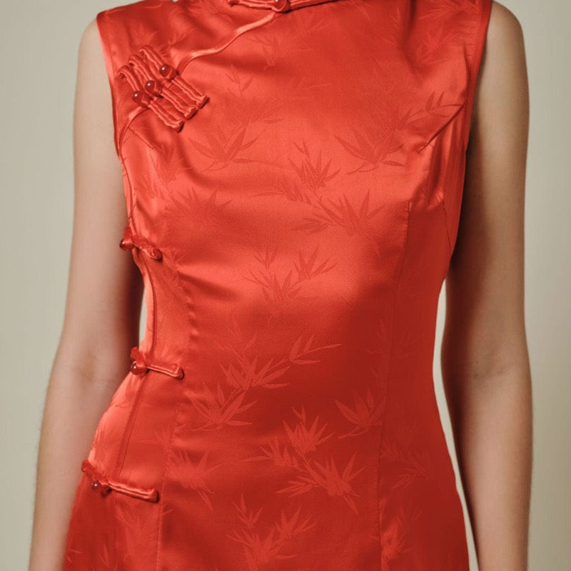 Beth and Brian Qipao-Exclusivedesigner satin long Qipao