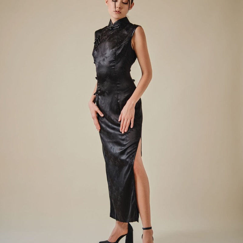 Beth and Brian Qipao-Exclusivedesigner satin long Qipao