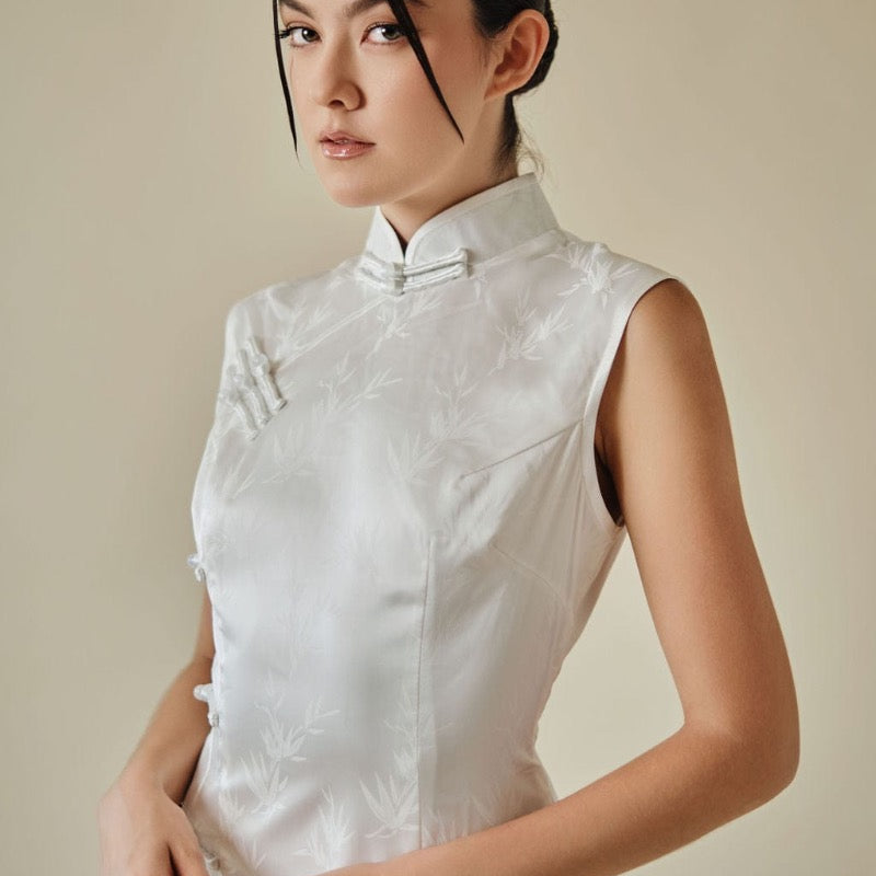Beth and Brian Qipao-Exclusivedesigner satin long Qipao