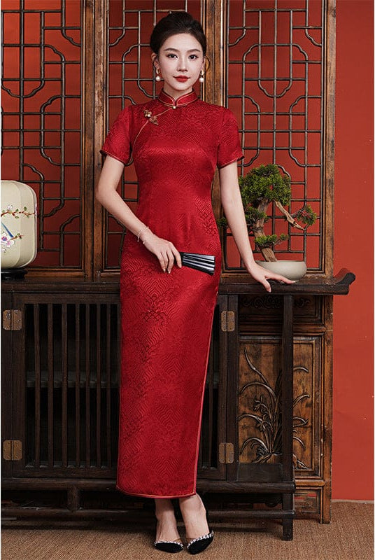 Beth and Brian Qipao-QHJS 19 mome mulberry silk, high-end long Cheongsam