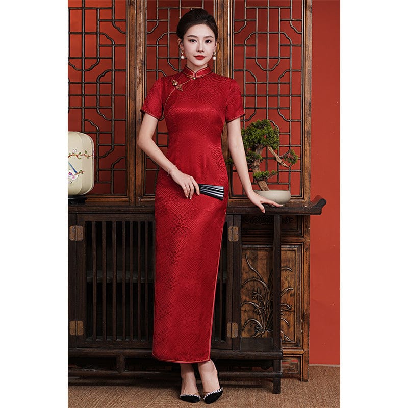 Beth and Brian Qipao-QHJS 19 mome mulberry silk, high-end long Cheongsam