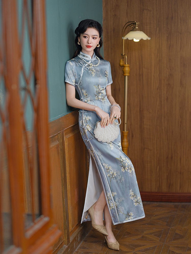 Beth and Brian Qipao-JD 19 mome mulberry silk, high-end long Cheongsam
