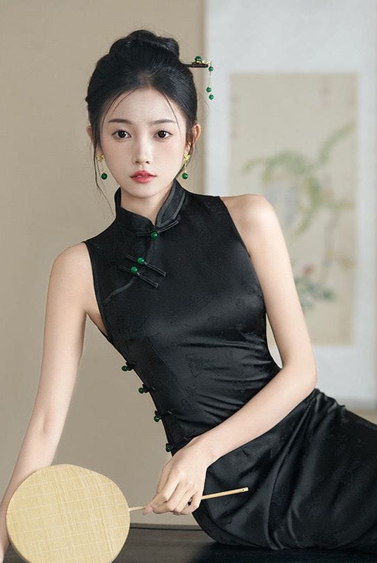 Beth and Brian Qipao-ZQYS New Chinese style (新中式), butterfly jacquard midi Qipao