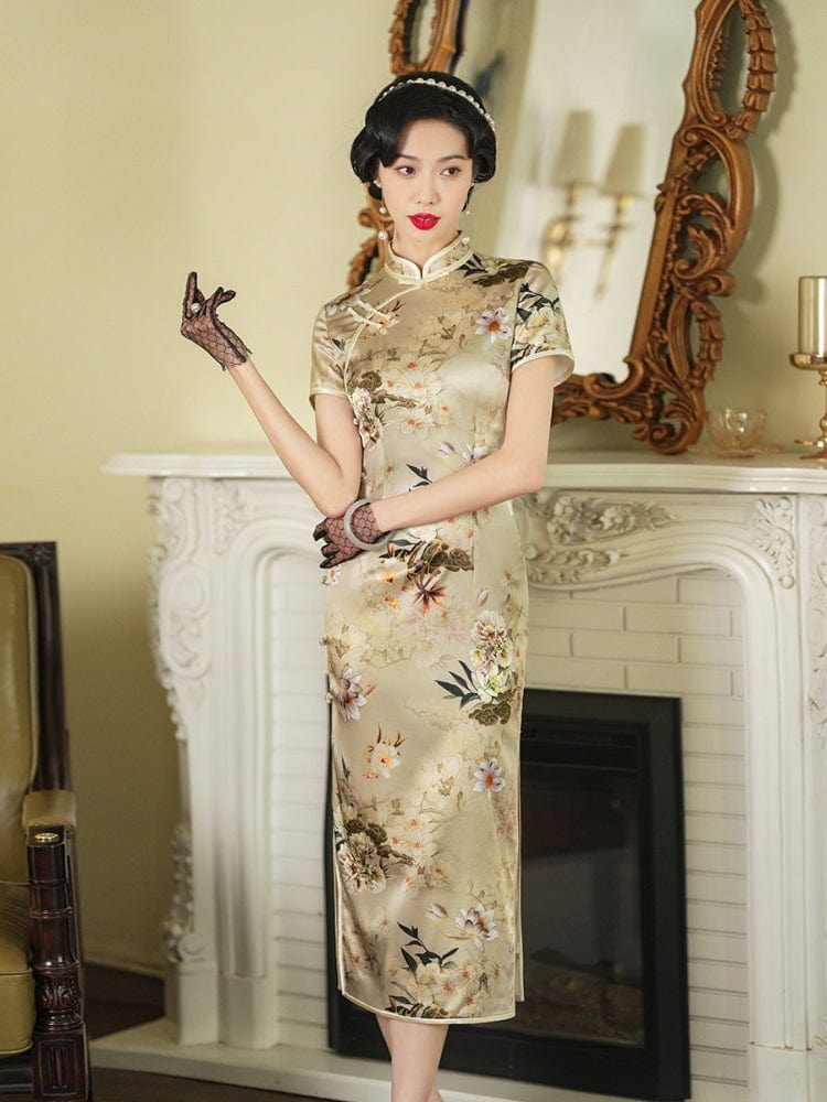 Beth and Brian Qipao-JD 19 mome mulberry silk, high-end midi Cheongsam