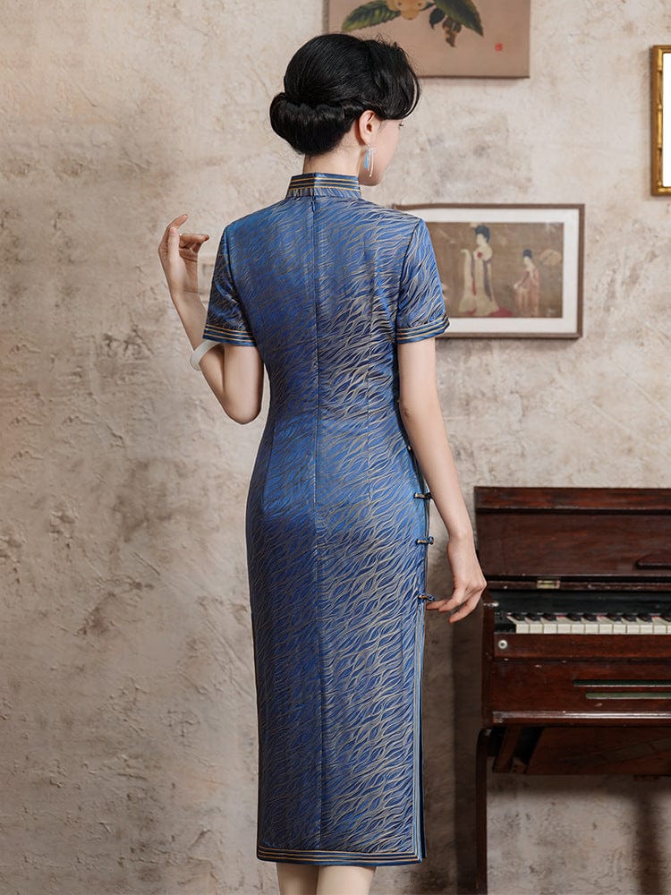 Beth and Brian Qipao -TL Mulberry silk and Jacquard, high end long Cheongsam