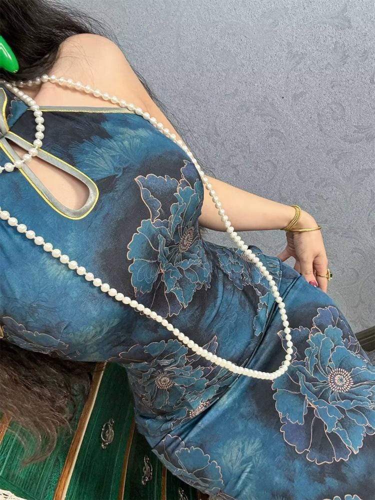 Beth and Brian Qipao-MN New Chinese style(新中式), sleeveless long Cheongsam