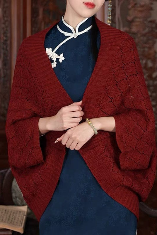 Beth and Brian Qipao-MYJ Fall colleciton, knitting Qipao Shawl