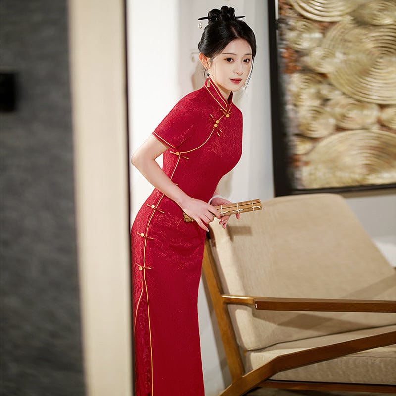 Beth and Brian Qipao-ZQYS Floral pattern, plus size, lace long Cheongsam