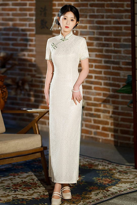Beth and Brian Qipao-ZQYS Floral pattern, plus size, lace long Cheongsam