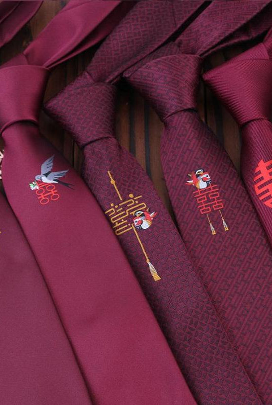 Beth and Brian Qipao - FD Magpie and blessing embroidery, jacquard fabric Chinese Tang Suit Tie