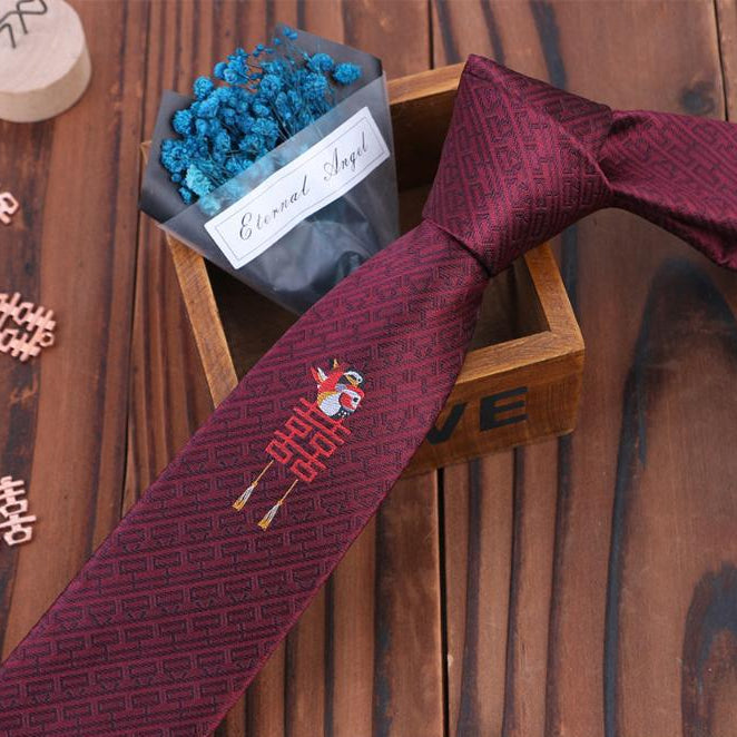 Beth and Brian Qipao - FD Magpie and blessing embroidery, jacquard fabric Chinese Tang Suit Tie