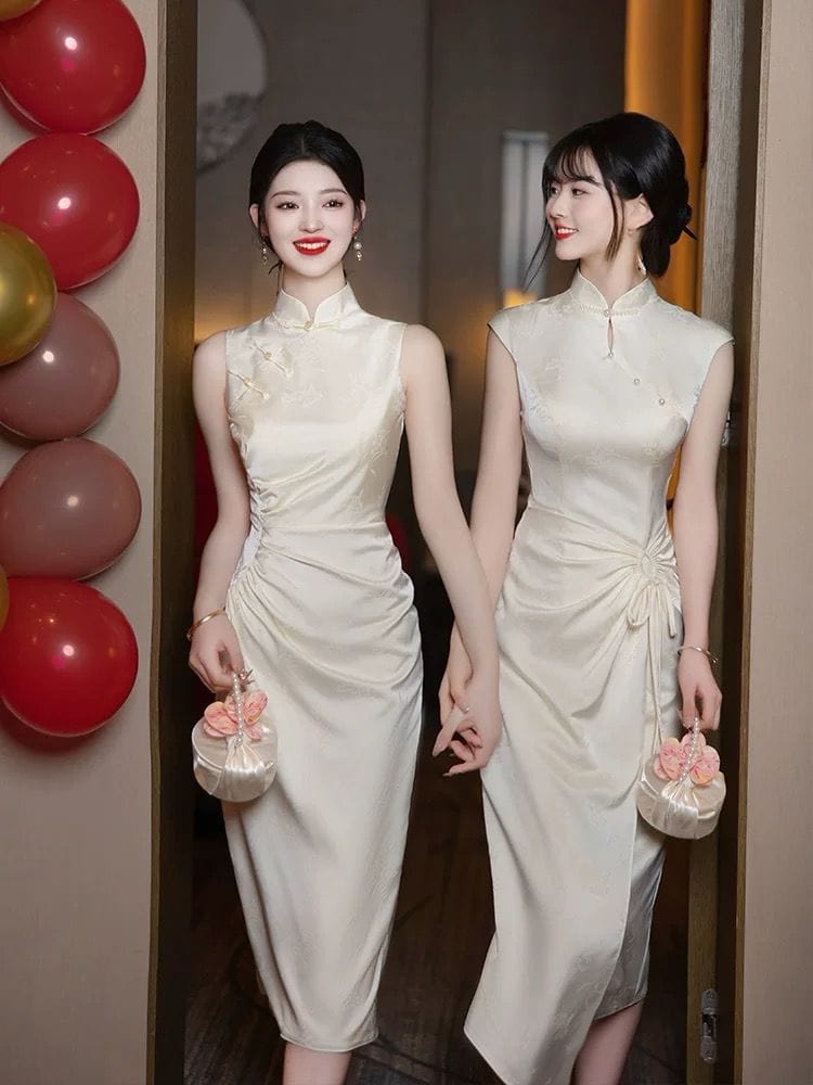 Beth and Brian Qipao-YBY Bridesmaid mid length Cheongsam