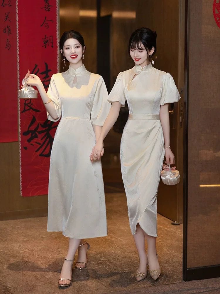 Beth and Brian Qipao-YBY Bridesmaid mid length Cheongsam