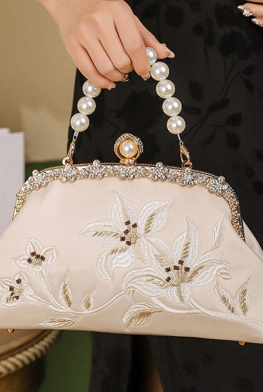 Beth and Brian Qipao-CY Hand-made, floral embroidery, hand-made Chinese Style Qipao bag
