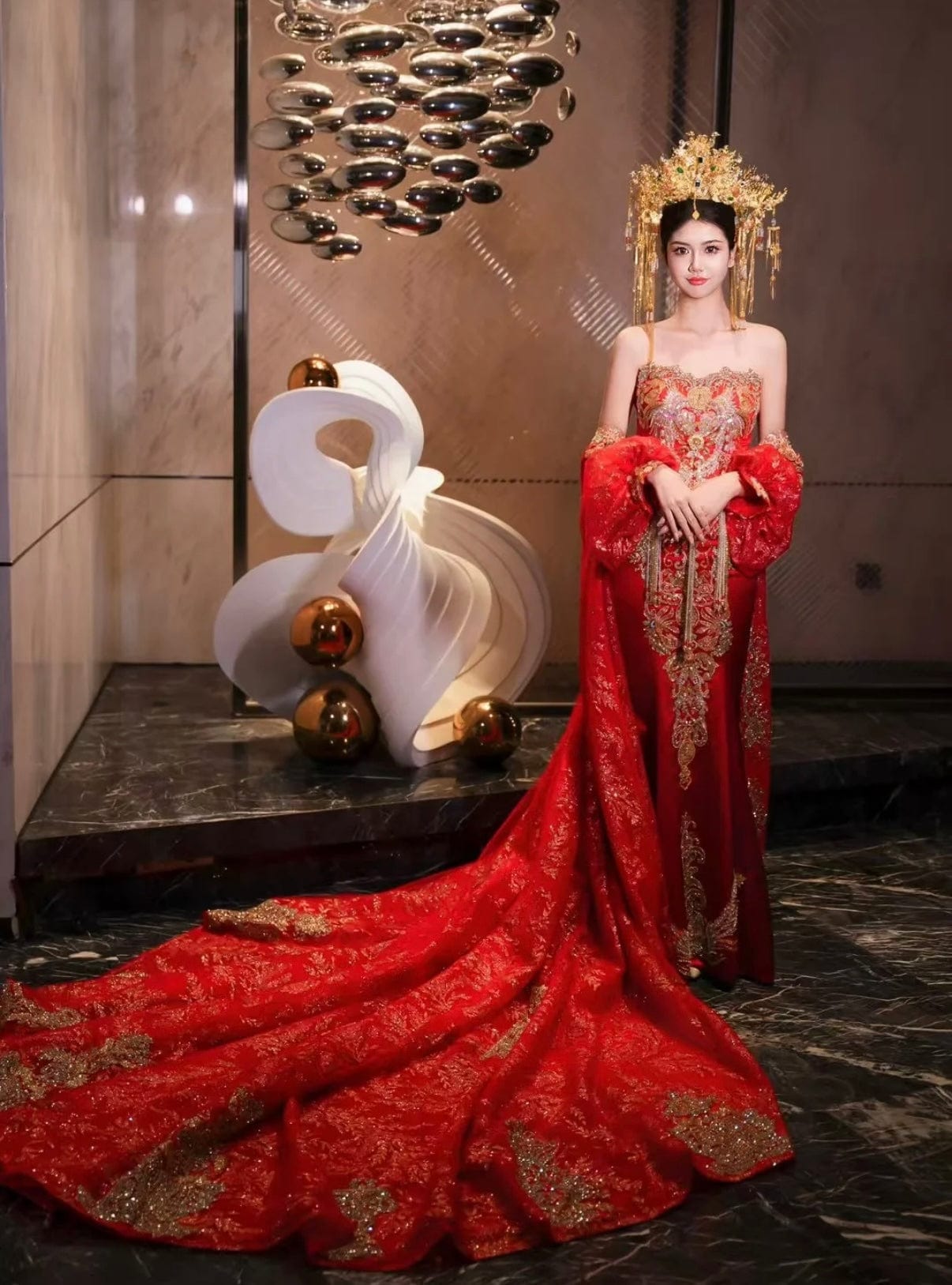 Beth and Brian Qipao- OSMY Hang made, Tub top embroidery Qipao set, luxury Qipao set