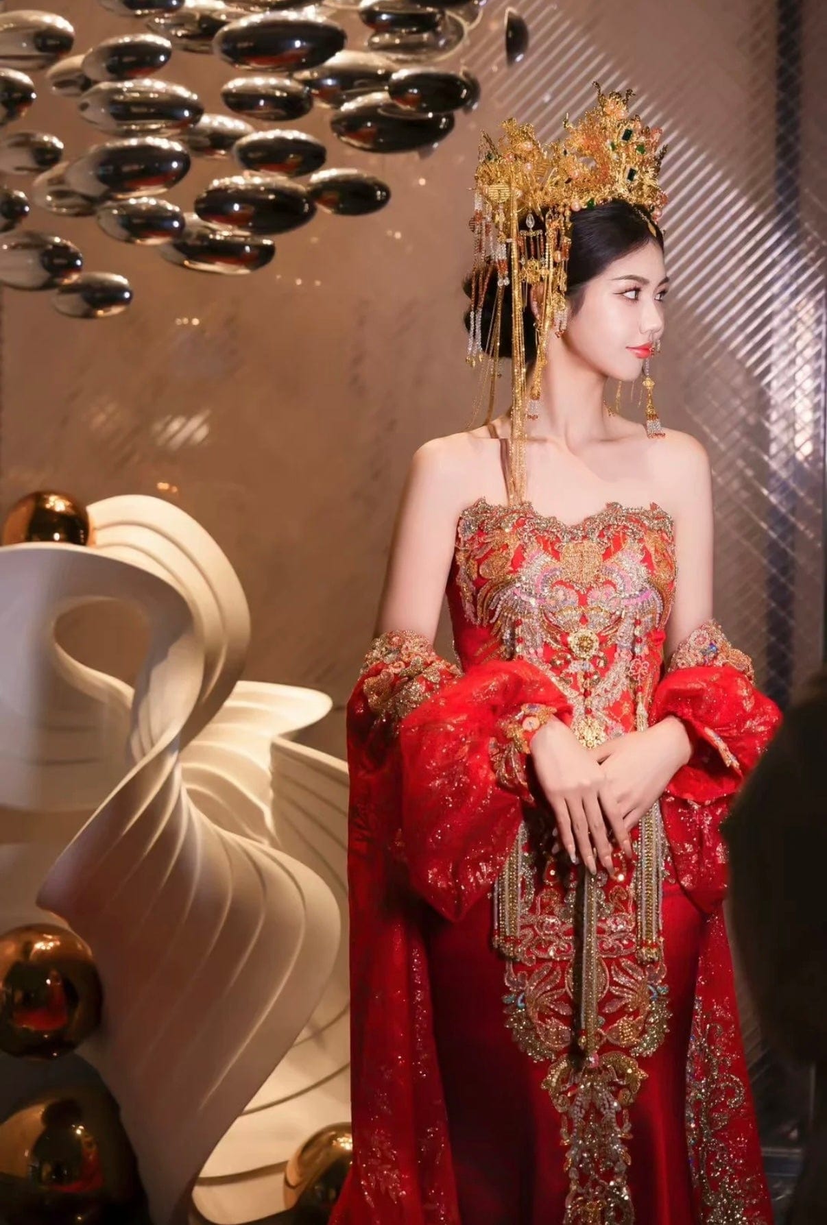 Beth and Brian Qipao- OSMY Hang made, Tub top embroidery Qipao set, luxury Qipao set