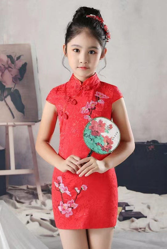 Beth and Brian Qipao-HQ Children Qipao dress, floral pattern Qipao dress for little girls