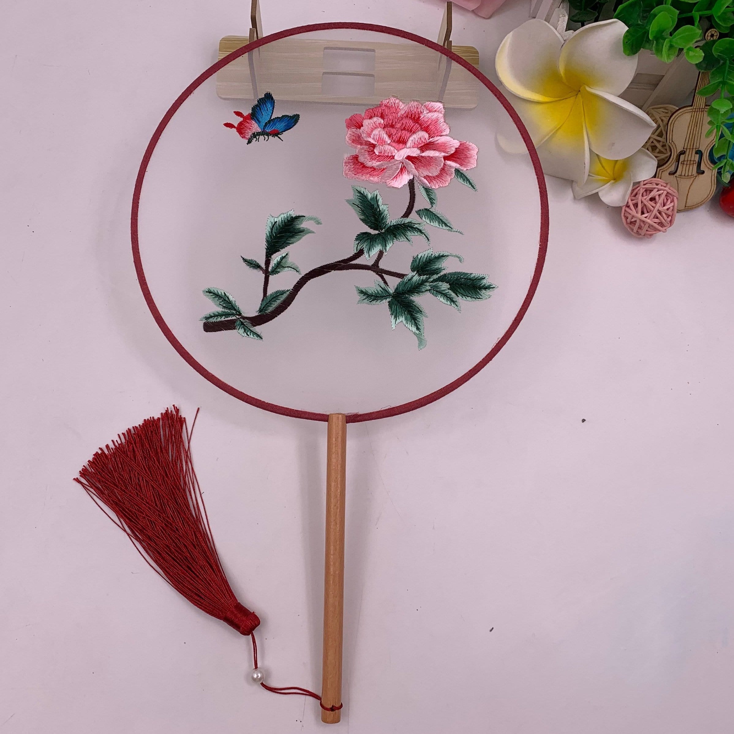 Beth and Brian Qipao- XD Machine-embroidered, double-sided embroidery Hand Fan, Chinese Hand Fan