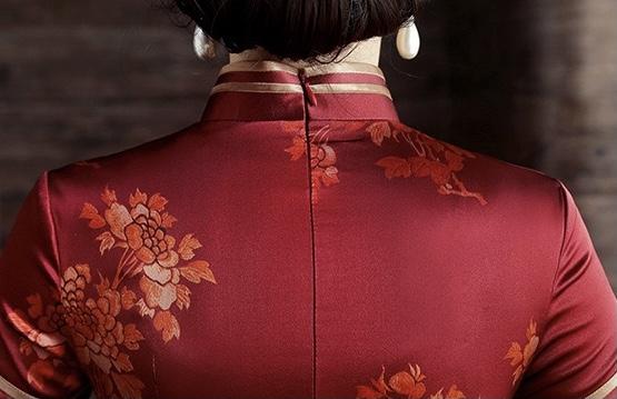 Crane pattern, mulberry silk, short Qipao