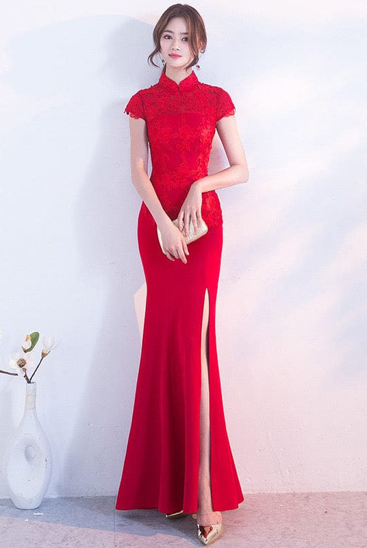 Beth and Brian Qipao-YNX Floral embroidery, mermaid wedding Qipao