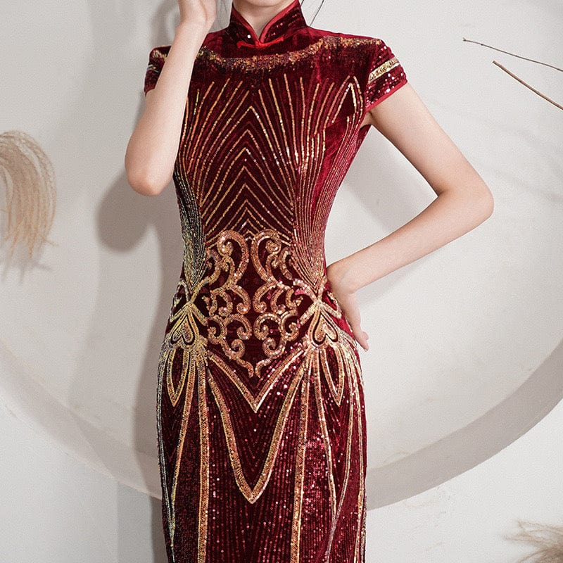 Beth and Brian Qipao-XYG Sequins Chinese prom dress, Sequins Chinese evening Qipao