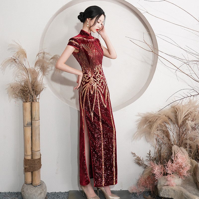 Beth and Brian Qipao-XYG Sequins Chinese prom dress, Sequins Chinese evening Qipao