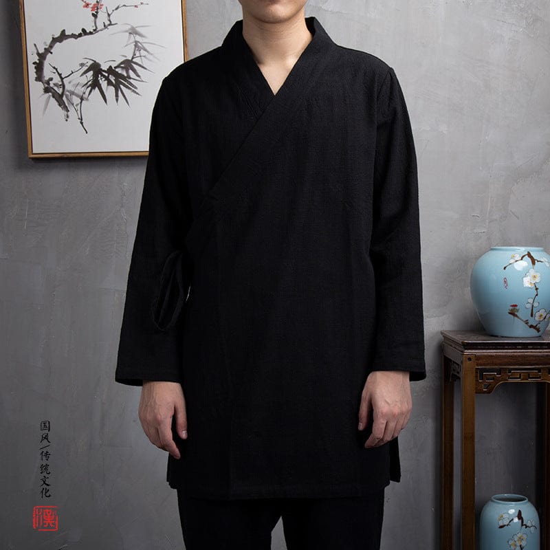 Beth and Brian Qipao - MX Cotton and linen fabric, Chinese Tang Suit shirt, Daoist robe