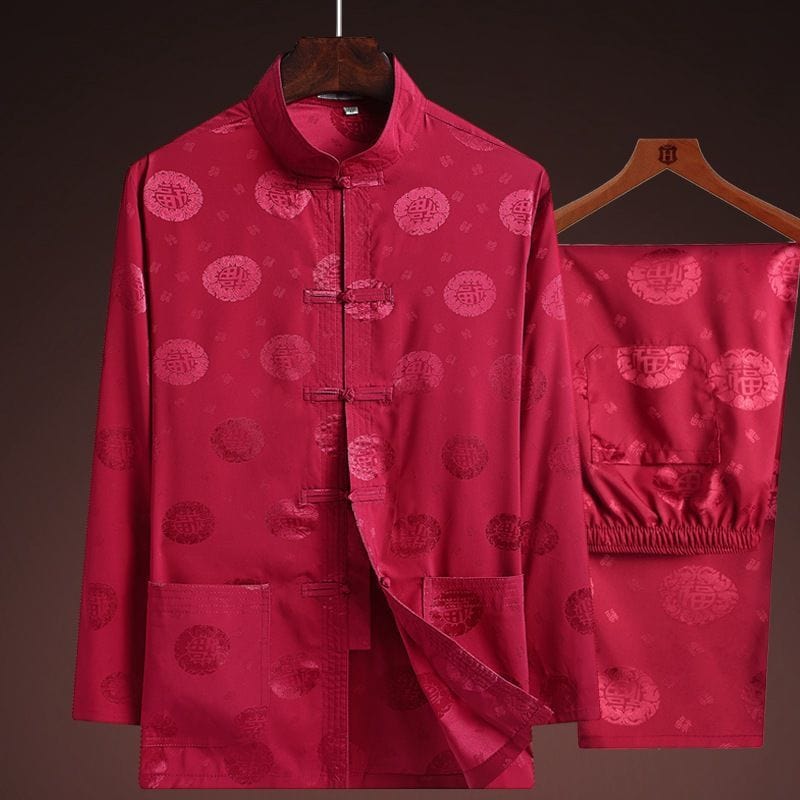 Beth and Brian Qipao - TQN Chinese Men Blessing pattern Tang Suit Jacket