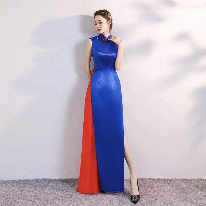 Beth and Brian Qipao - SDX Old Shanghai style, satin fabric long Qipao