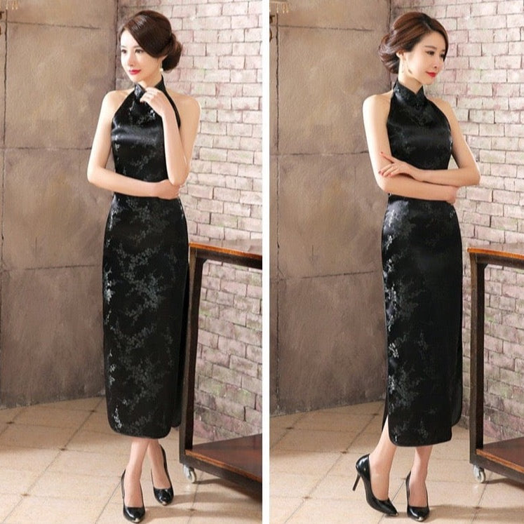 Beth and Brian Qipao- JX Chinese modern style, backless long Qipao