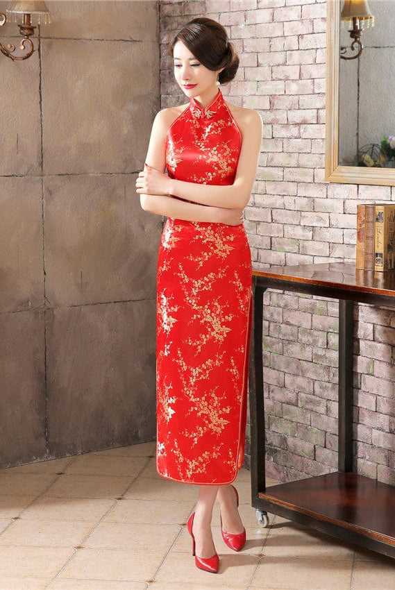 Beth and Brian Qipao- JX Chinese modern style, backless long Qipao