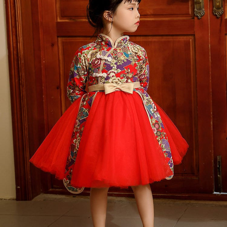 Beth and Brian Qipao-MLS Children Qipao dress, floral pattern Qipao dress for little girls