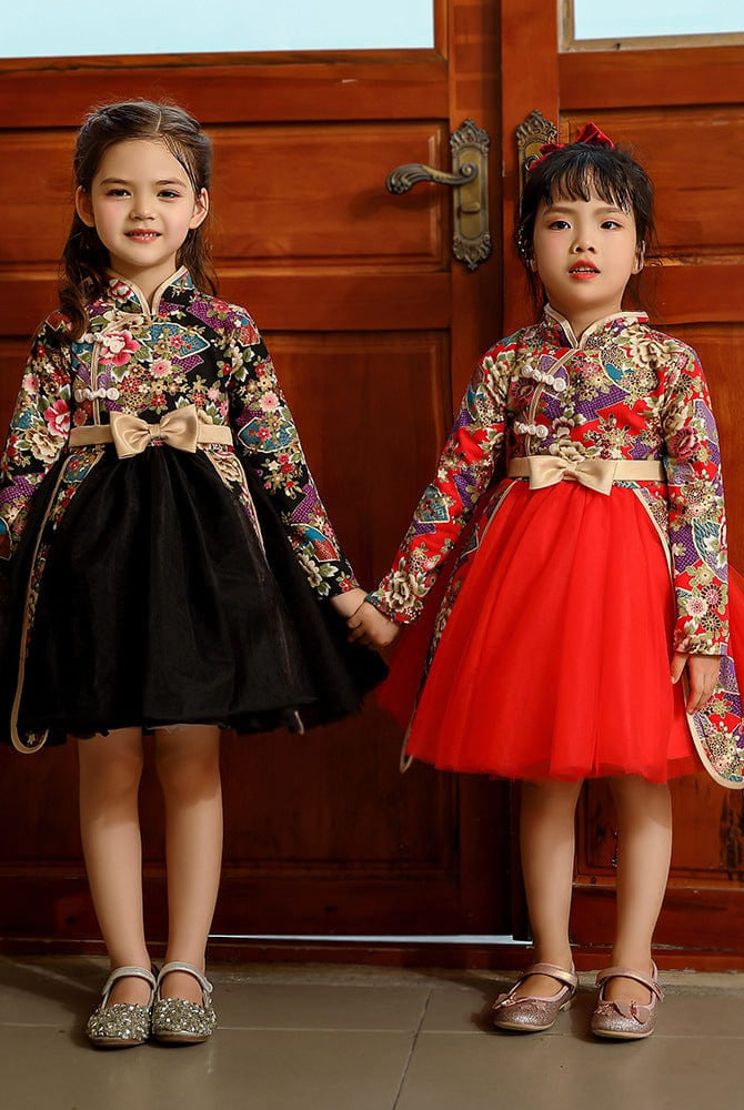 Beth and Brian Qipao-MLS Children Qipao dress, floral pattern Qipao dress for little girls