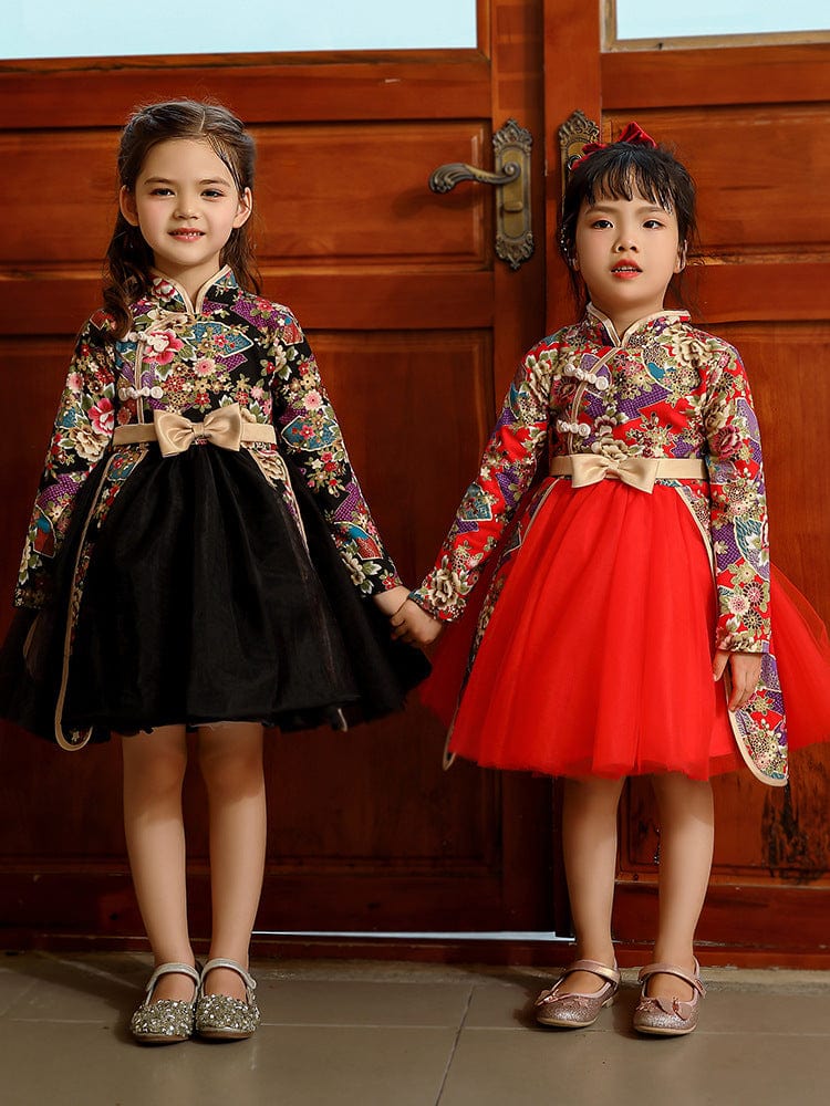 Beth and Brian Qipao-MLS Children Qipao dress, floral pattern Qipao dress for little girls