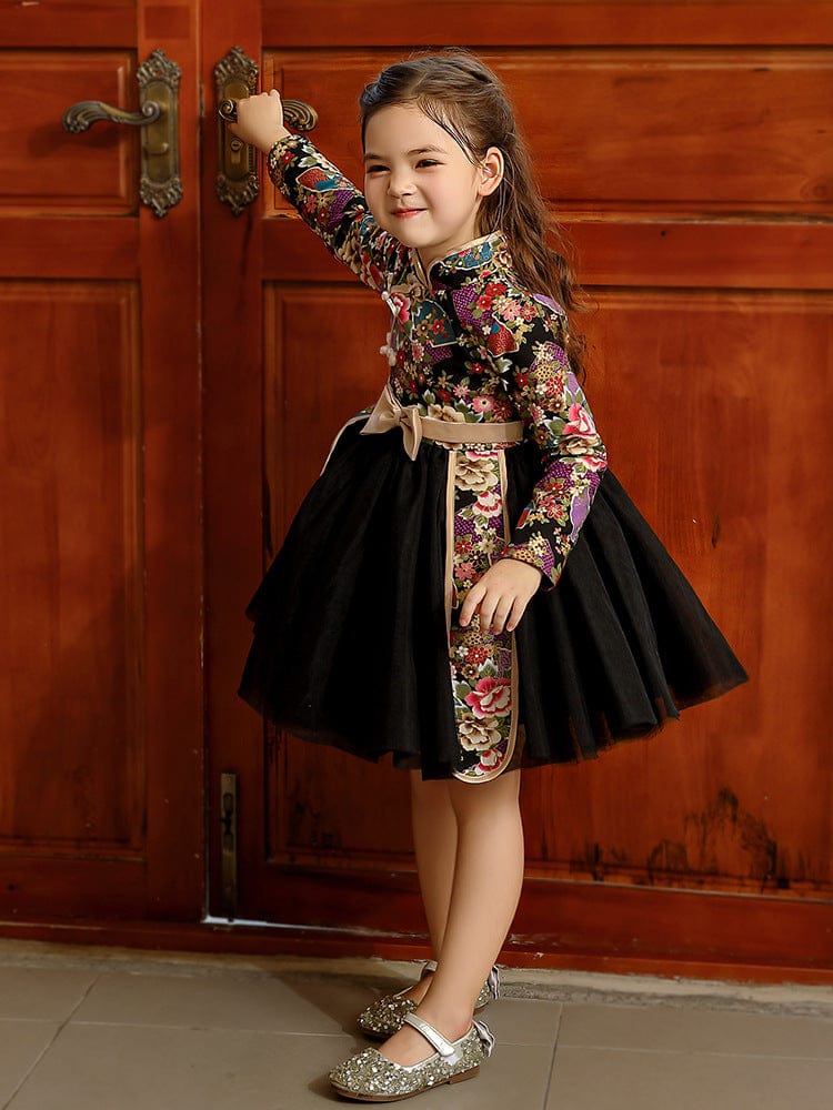 Beth and Brian Qipao-MLS Children Qipao dress, floral pattern Qipao dress for little girls