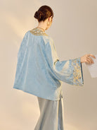 Beth and Brian Qipao-JZ Luna Golden Beaded Floral Embroidery Rayon Loose Cheongsam Coat