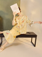 Beth and Brian Qipao-JZ Iris Gold Koi Fish & Floral Embroidery Cheongsam Top & Skirt Set