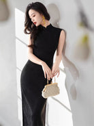 Beth and Brian Qipao-SWW Madeline Sleeveless Wave Jacquard Midi Cheongsam (3 Colors)