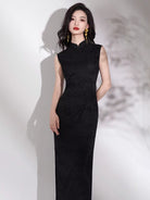 Beth and Brian Qipao-SWW Madeline Sleeveless Wave Jacquard Midi Cheongsam (3 Colors)
