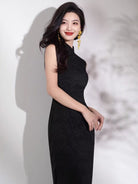 Beth and Brian Qipao-SWW Madeline Sleeveless Wave Jacquard Midi Cheongsam (3 Colors)