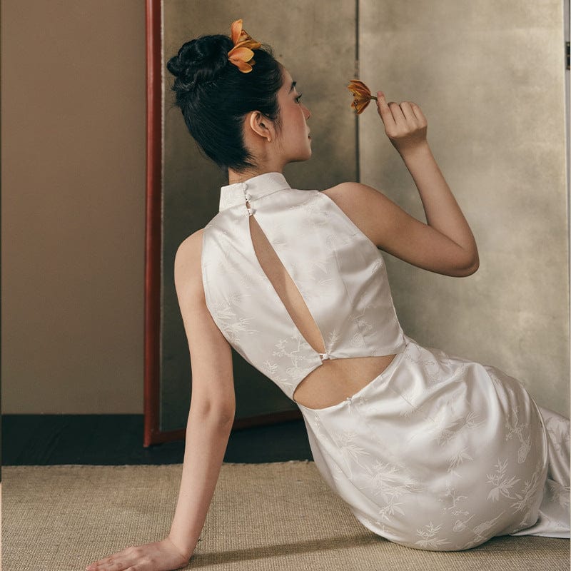Beth and Brian Qipao-SR New Chinese style (新中式), wedding white Qipao