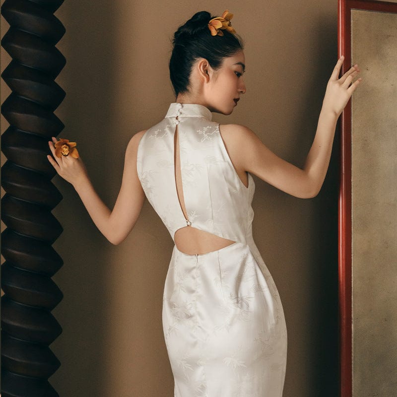 Beth and Brian Qipao-SR New Chinese style (新中式), wedding white Qipao