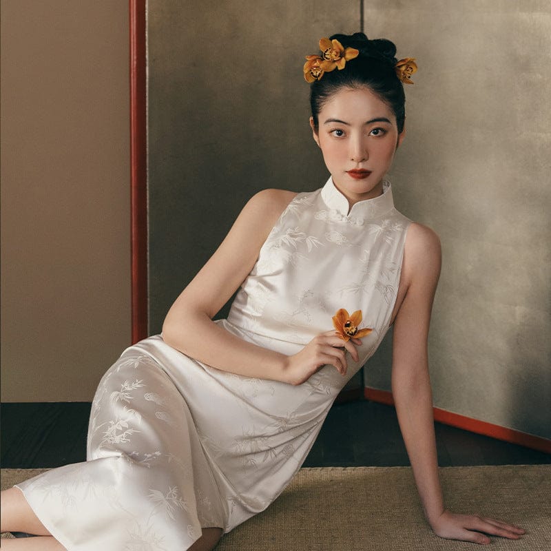 Beth and Brian Qipao-SR New Chinese style (新中式), wedding white Qipao